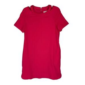 Nwt Loveriche Bright Pink Cut Out Pockets Round Hem Shift Dress Sz Small